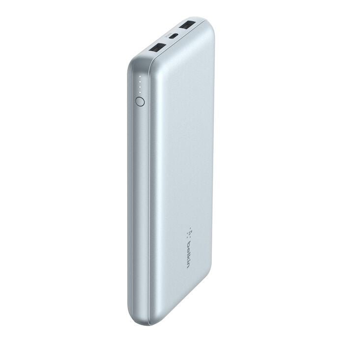 Belkin BoostCharge CCC-Certified 20k mAh Power Bank (Triple-Port) + USB-C to USB-A Cable - Pearl Blue (BPB012btPB), 2xUSB-A, 1xUSB-C,2 Years Warranty