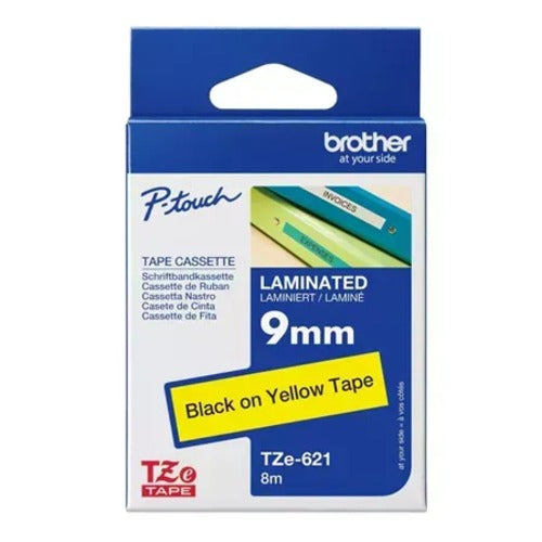 Brother FX621 TZE-FX621 - 9MM BLACK ON YELLOW FLEXIBLE TZ TAPE COB-TZEFX621