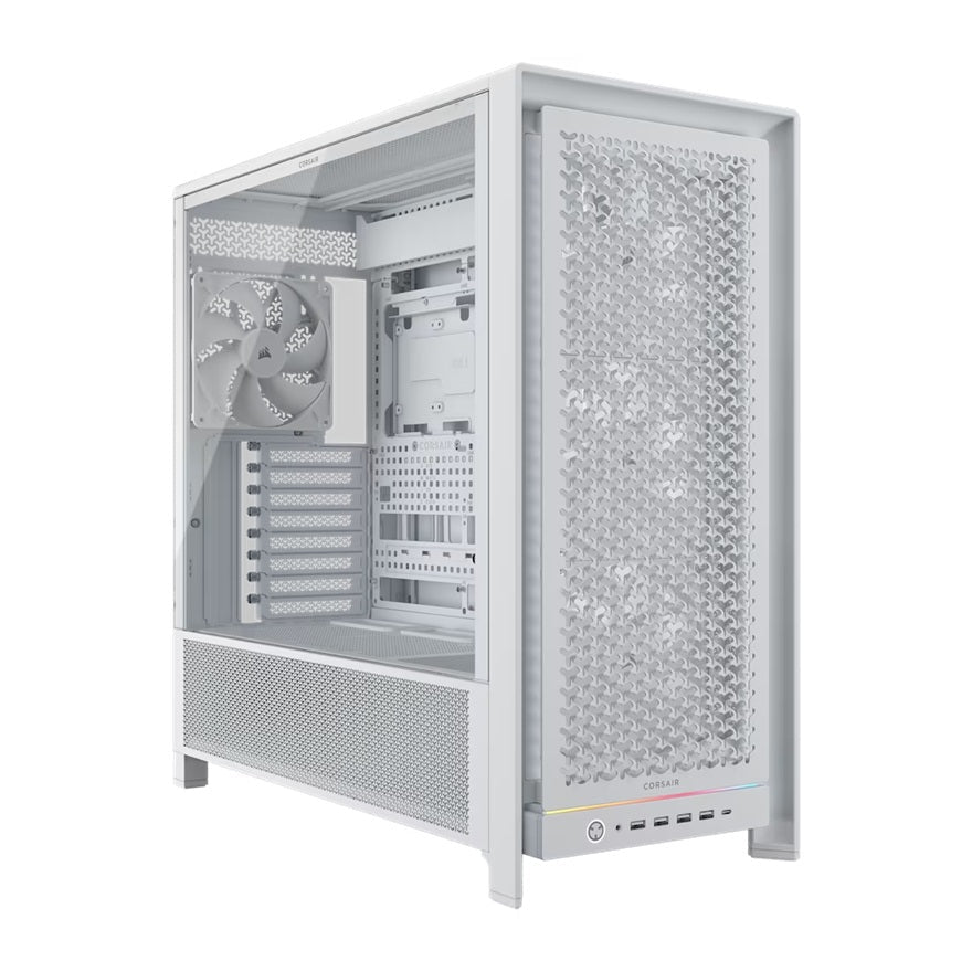 Corsair FRAME 5000D RS HIGH-AIRFLOW MID-TOWER PC CASE - WHITE, ATX, 450mm GPU, 175mm CPU cooler, 360mm rad, 4x RS140, 1x USB-C 3.2 Gen2