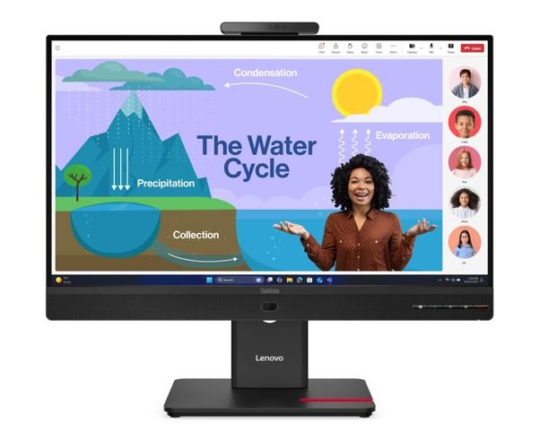 LENOVO ThinkVision T24D-4V 23.8'24' FHD IPS Monitor 1920x1080 16:9 Height Adjustable Tilt Swivel Pivot DP HDMI USB-C hub LAN Hub built-in Webcam Speak