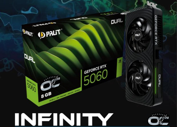 Palit RTX5060 RTX5060 INFINITY 2 OC 8G GDDR7 128bit 28 Gbps 2280 MHz NE75060V19P1-GB2063L VCPA-RTX5060-INFINITY-O8G