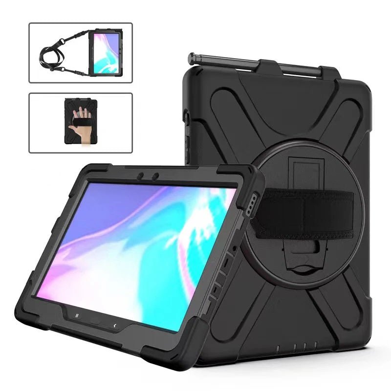 USP Rugged Samsung Galaxy Tab Active5 Pro/Tab Active4 Pro/Tab Active Pro (10.1') Case Black - Built-in-Kickstand,Adjustable Hand Strap,3 Year Warranty