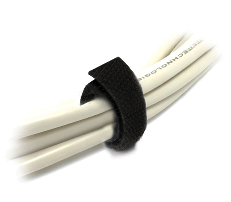 8Ware 25m x 12mm Velcro Wide Cable Tie Hook & Loop Continuous One Sided Self Adhesive Fastener Sticky Tape Roll Black Cables