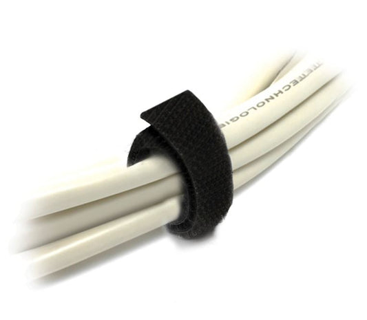 8Ware 25m x 12mm Velcro Wide Cable Tie Hook & Loop Continuous One Sided Self Adhesive Fastener Sticky Tape Roll Black Cables
