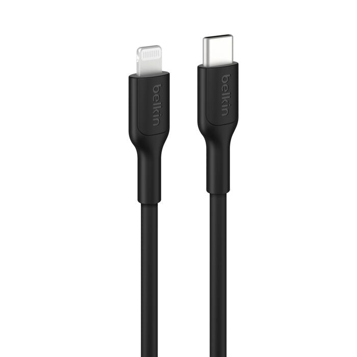 Belkin BoostCharge Lightning to USB-C Cable (1M) - Black (CAA021FQ1MBK), 3A/15W, 480MBPS, 300K+ Bends, Apple iPhone, iPad, Durable, 2 Years Warranty
