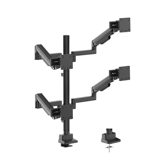 Brateck Modular Mechanical Spring Quad Monitor Arm with Sliders, from 17'-40', weight capacity (per flat screen) 11kg, 180° Rotation (LS)