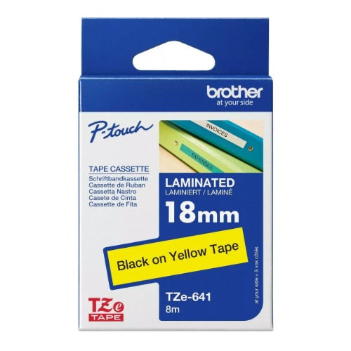Brother FX641 TZE-FX641 - 18MM BLACK ON YELLOW FLEXIBLE TZ TAPE COB-TZEFX641