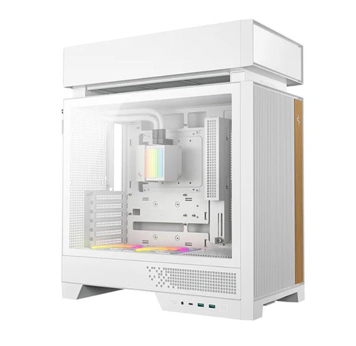 DeepCool CL6600 WH Innovative Compamentalized Compact ATX Case, Pre-installed 360mm Liquid Cooler, Dual ARGB Fans