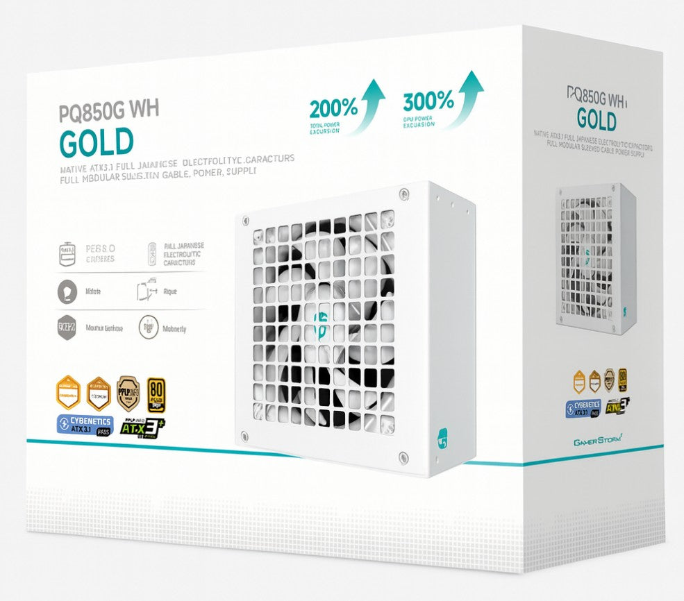 DEEPCOOL PQ850G Cybenetics Fully Modular ATX Power Supply 120mm Fan, Japanese Capacitors, DC to DC, ATX12V V3.1
