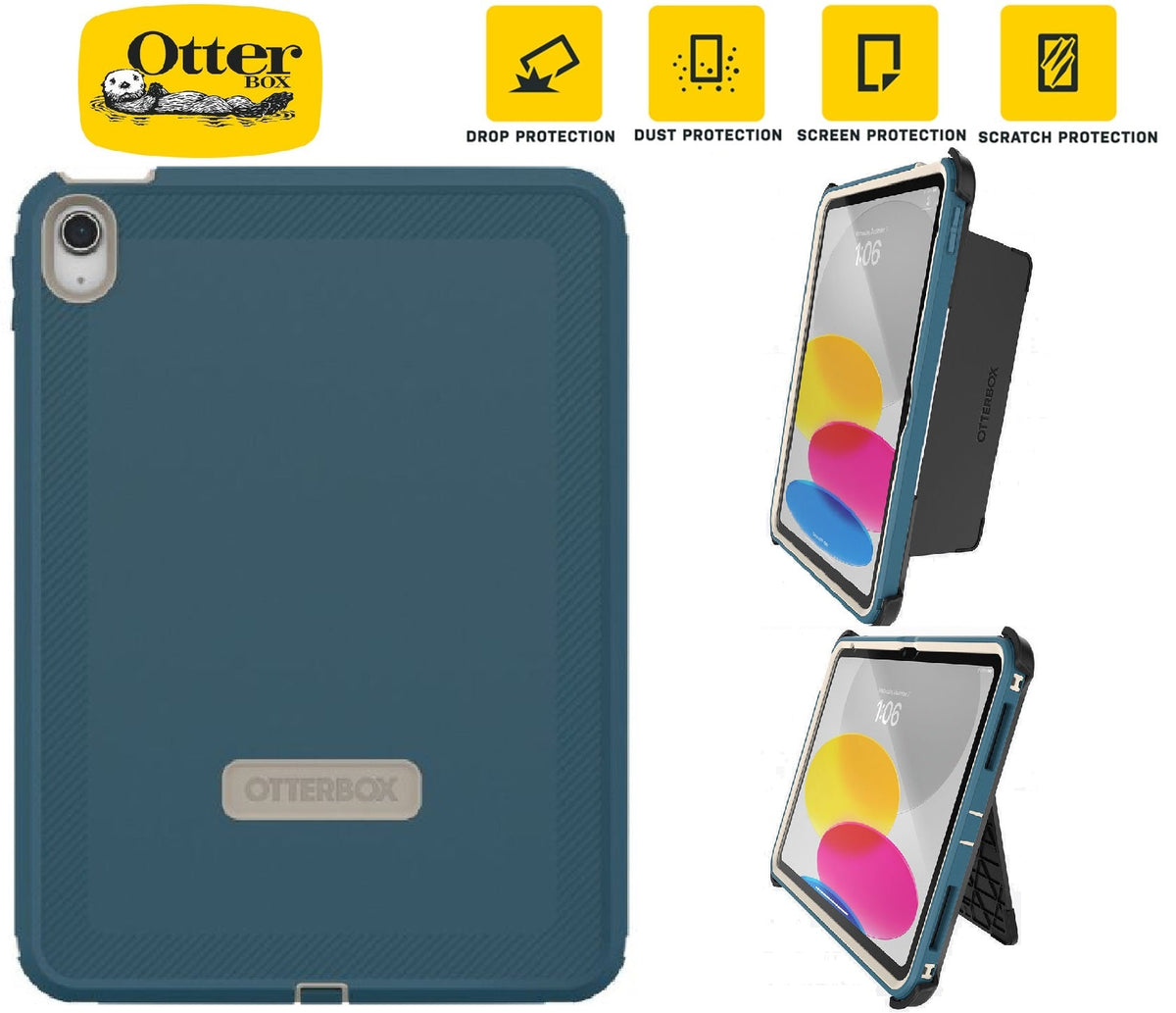 OtterBox Defender Apple iPad (11.0') 11th Gen (A16)/iPad 10th Gen (10.9') Case Baj Beach (Blue)- (77-90081),DROP+2X Military Standard,7 Years Warranty