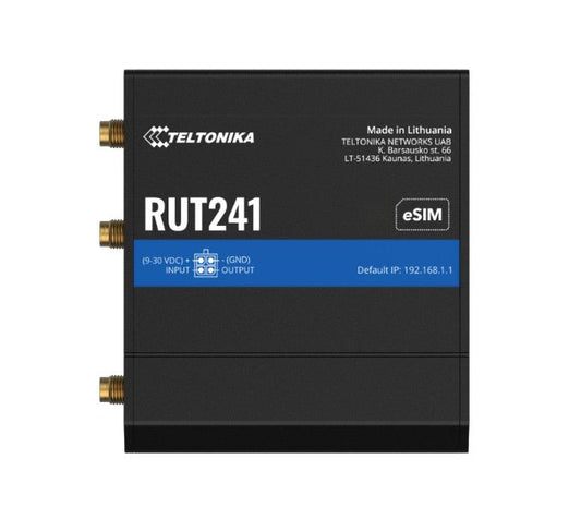 Teltonika RUT241 Industrial Cellular Router, Instant LTE Failover, Compact and Powerful Industrial 4G LTE Router/Firewall, PSU included